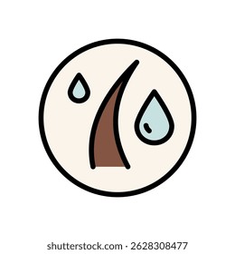 Hair care color icon. Loss treatment, moisturizing and applying creatine, healthy roots, serum for follicle, flat symbol on white, vector illustration.