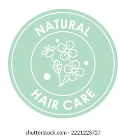 Hair care cosmetics with healthy and organic ingredients. Natural and ecological content of shampoos and conditioners. Nature and treatment. Label or emblem for package, vector in flat style