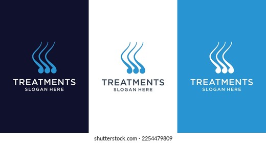 Hair care dermatology logo design. Hair care treatment. Anti-dandruff flakes for shampoo.