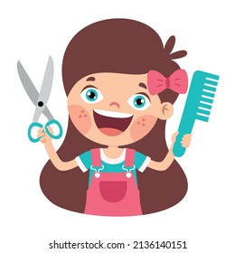 Hair Care Drawing With Cartoon Child