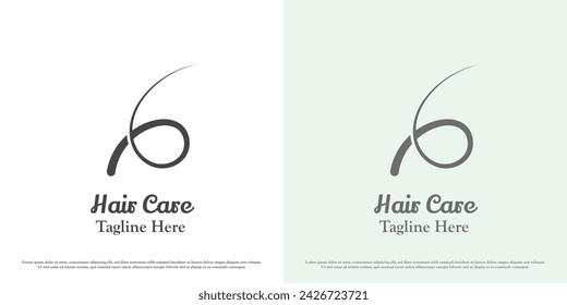 Hair care fashion logo design illustration. Silhouette of hair tonic barber circular beauty spa salon female fashion business art. Simple icon symbol minimal minimalist luxury modern glamor elegant.