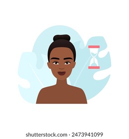 Hair care and home treatment, girls hygiene procedure in bathroom vector illustration
