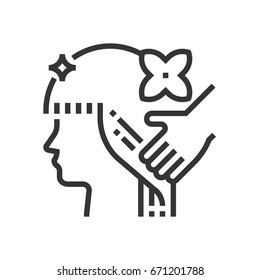 Hair care icon, part of the square icons, beauty salon icon set. The illustration is a vector, editable stroke, thirty-two by thirty-two matrix grid, pixel perfect file.