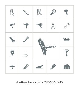 hair care icon set with electric shaver, hair dryer