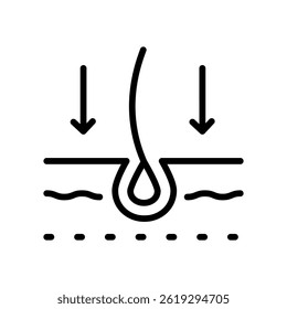 Hair care line icon, loss treatment, moisturizing and applying creatine, healthy roots, serum for follicle, using dry shampoo. Outline vector icon for web design isolated on white background.