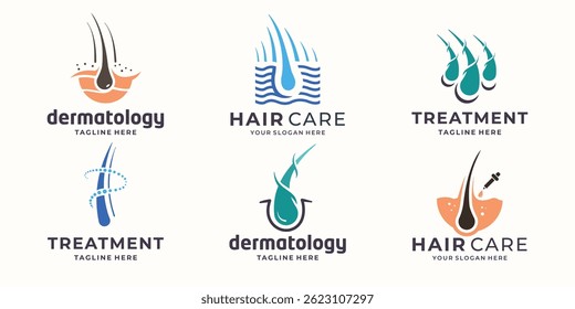 hair care logo design collection with modern and creative concept premium.
