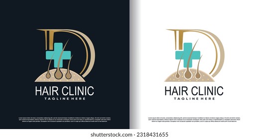 hair care logo icon with initial D and creative concept  premium vector