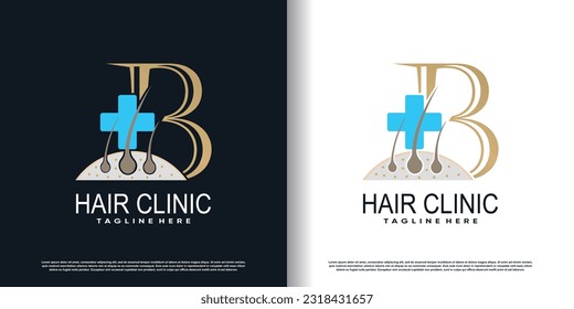 hair care logo icon with initial B and creative concept  premium vector