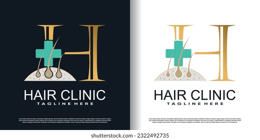 hair care logo icon with initial H and creative concept  premium vector