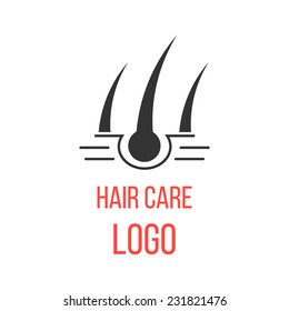 Hair Care Logo Isolated On White Background. Concept Of Scalp Care Or Haircare, Epilation, Hair Removal, Cosmetics And Healthy Lifestyle. Modern Vector Illustration