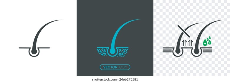 Hair Care and Loss Problem icon set. skincare, repair, dandruff, haircut, growth, and outline pictogram.Editable Stroke. Healthy Dermatology for Epidermis Outline Icon. Vector illustration.