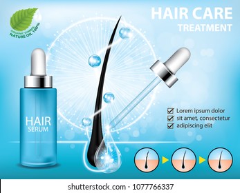 Hair care , prevent split ends serum vector illustration