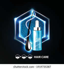 Hair care , prevent split ends and shampoo serum banner vector illustration