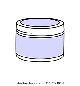 Hair care products. Mask and conditioner for hair. In very peri color Vector illustration in doodle style.