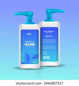 Hair care set cosmetics vector realistic. Shampoo, oil, butter and conditioner. Product placement mockups vector and eps,
