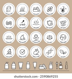 Hair care set icons. The outline icons are well scalable and editable. Contrasting elements are good for different backgrounds. EPS10.	