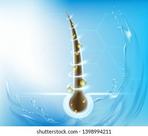 Hair care. Split ends. Treatment of roots and moisture. Vector illustration.