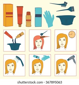 Hair care. Staining. Accessories hairdresser. Color