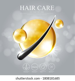 Hair care treatment prevent split ends serum,  vector illustration.