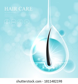 Hair care treatment prevent split ends serum,  vector illustration.