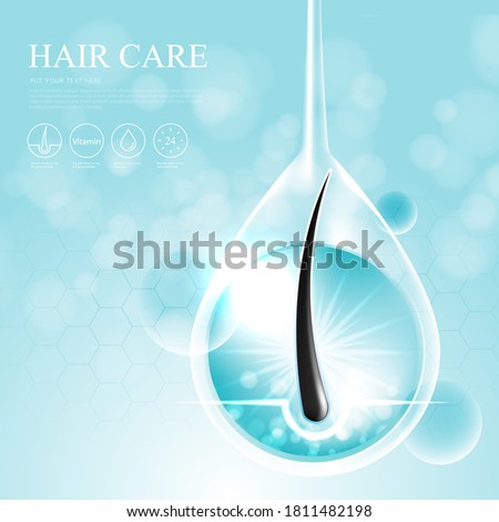 Hair care treatment prevent split ends serum,  vector illustration.