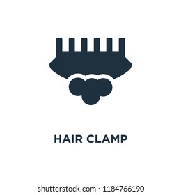 Hair Clamp icon. Black filled vector illustration. Hair Clamp symbol on white background. Can be used in web and mobile.