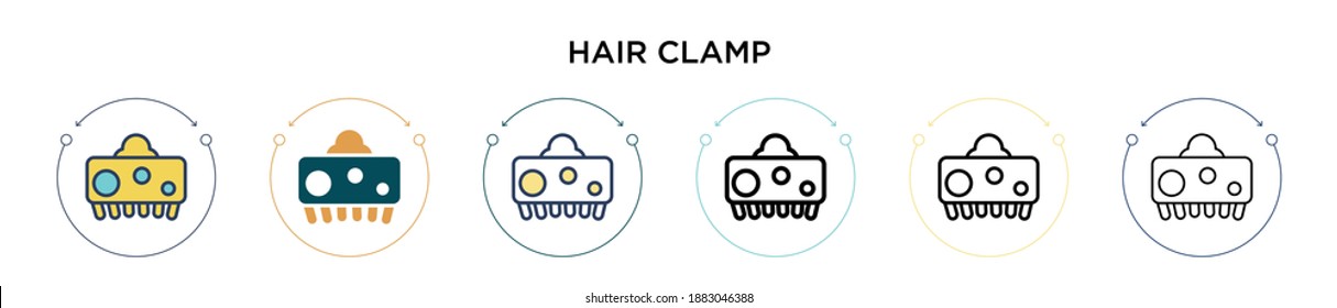 Hair clamp icon in filled, thin line, outline and stroke style. Vector illustration of two colored and black hair clamp vector icons designs can be used for mobile, ui, web