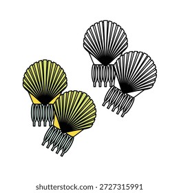 Hair claw flat sketch vector mockup template technical illustration.