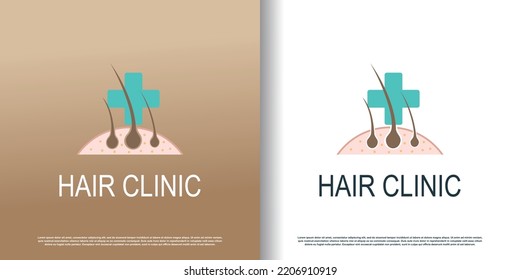 hair clinic logo icon with creative concept  premium vector