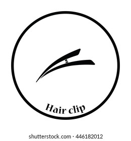 Hair clip icon. Thin circle design. Vector illustration.