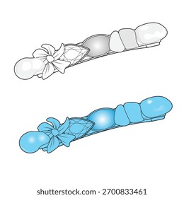 Ilustración técnica de diseño de Vector de Plantilla de maqueta de Clip de cabello.
