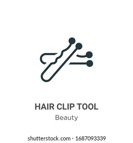 Hair clip tool outline vector icon. Thin line black hair clip tool icon, flat vector simple element illustration from editable beauty concept isolated stroke on white background
