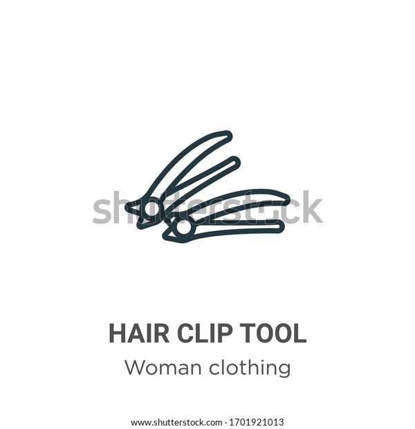 Hair\
clip tool outline vector icon. Thin line black hair clip tool icon,\
flat vector simple element illustration from editable woman\
clothing concept isolated stroke on white\
background
