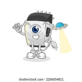 the hair clipper alien cartoon mascot vector