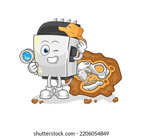 the hair clipper archaeologists with fossils mascot. cartoon vector