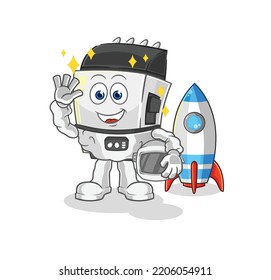 the hair clipper astronaut waving character. cartoon mascot vector