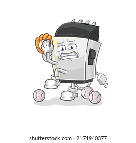 the hair clipper baseball pitcher cartoon. cartoon mascot vector