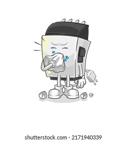 the hair clipper blowing nose character. cartoon mascot vector