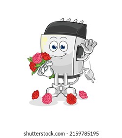 the hair clipper with bouquet mascot. cartoon vector