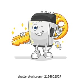 the hair clipper carry the key mascot. cartoon vector