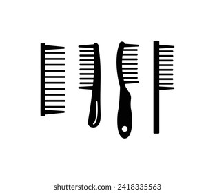 diseño vectorial del icono del peine del peinado negro simple planas colecciones de ilustraciones modernas aisladas