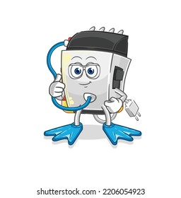 the hair clipper diver cartoon. cartoon mascot vector