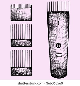 hair clipper doodle style sketch illustration hand drawn vector