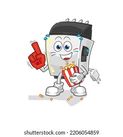 the hair clipper fan with popcorn illustration. character vector