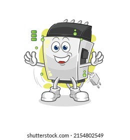 the hair clipper full battery character. cartoon mascot vector