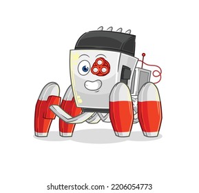 der Haar-Clipper-Zukunftsroboter Vektor. Zeichentrickfigur