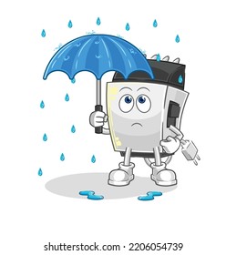 the hair clipper holding an umbrella illustration. character vector