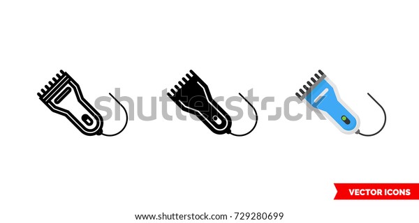 Hair Clipper Icon 3 Types Color Stock Vector Royalty Free 729280699