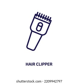 Hair Clipper Icon From Beauty Collection. Thin Linear Hair Clipper, Hair, Clippers Outline Icon Isolated On White Background. Line Vector Hair Clipper Sign, Symbol For Web And Mobile