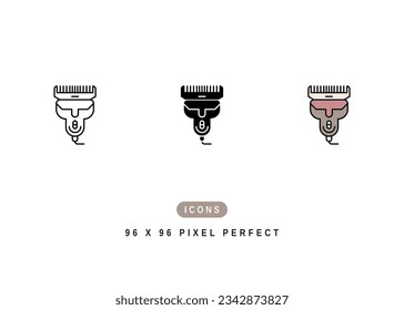 Hair Clipper Icon. Electronic Shaver Machine Symbol Stock Illustration. Vector Line Icons For UI Web Design And Presentation